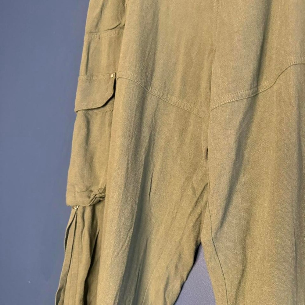 Anthropologie Green Cargo Pants Women's Size Large Grunge Gorpcore Elastic Waist - Picture 3 of 7